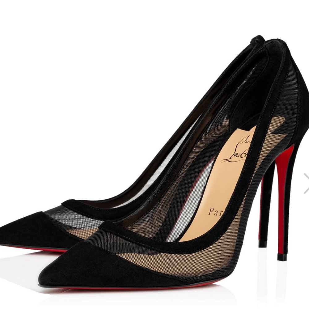 Galativi Christian Louboutin pointy toe black mesh pump